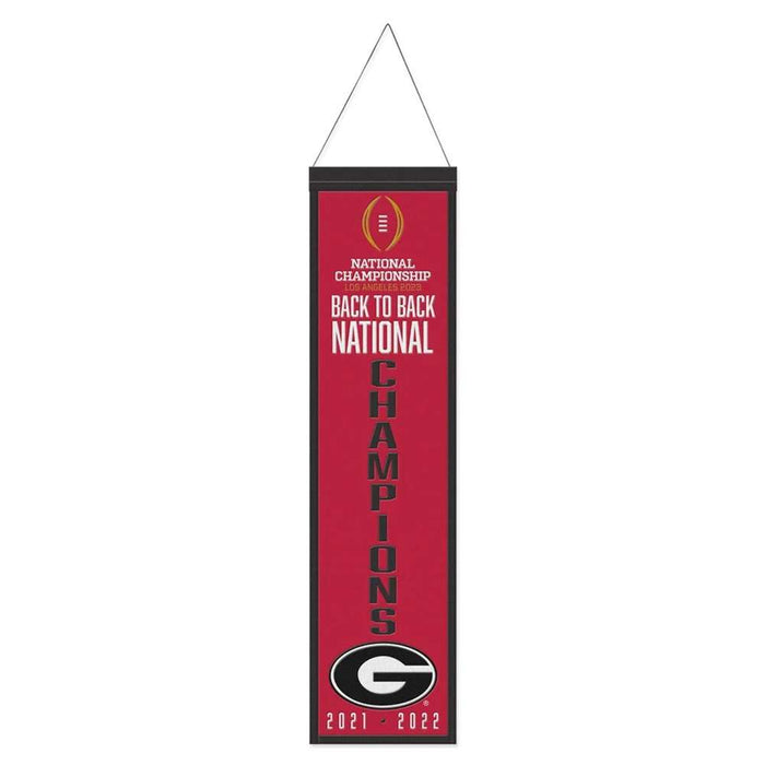 Georgia Bulldogs Back to Back Football National Champions Wool Banner 8X32 in.