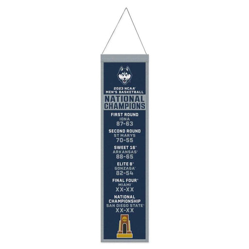 Uconn Connecticut Huskies 2023 National Champions Wool Banner 8X32 in.
