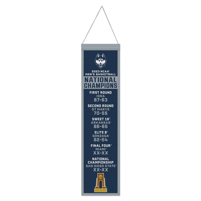 Uconn Connecticut Huskies 2023 National Champions Wool Banner 8X32 in.