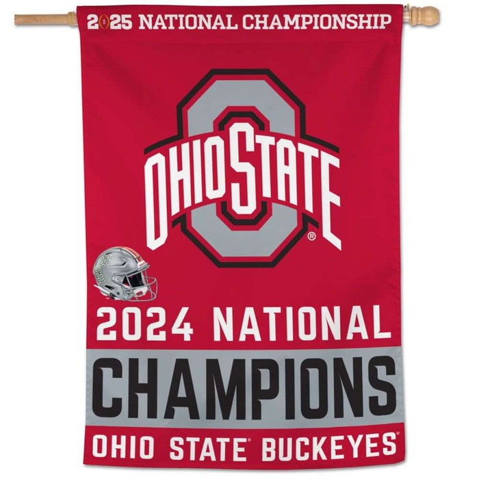 Ohio State Buckeyes 2024 CFL Football National Champions Vertical Banner Flag 28X40 in.