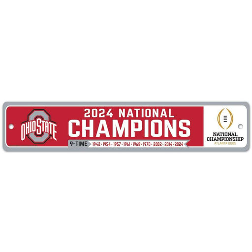 Ohio State Buckeyes 2024 CFL Football National Champions Plastic Street Sign 3.75X19 in.
