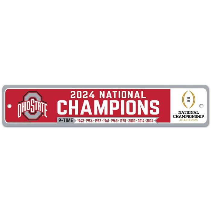 Ohio State Buckeyes 2024 CFL Football National Champions Plastic Street Sign 3.75X19 in.