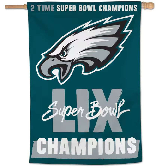 Philadelphia Eagles Super Bowl LIX Champions 28X40 in Single-Sided Vertical Banner