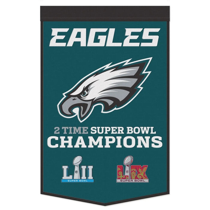 Philadelphia Eagles Super Bowl LIX Champions 24X38 in Wool Banner