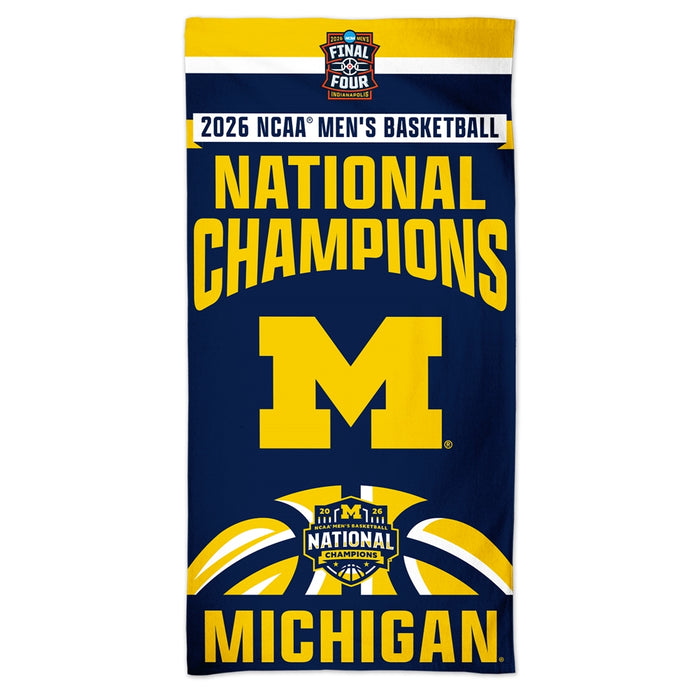 Michigan Wolverines 2026 Men's Basketball National Champions Specrta Beach Towel 30X60 in.