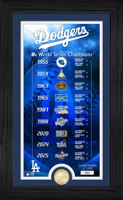 Los Angeles Dodgers 9x World Series Champions Legacy Bronze Coin Photo Mints