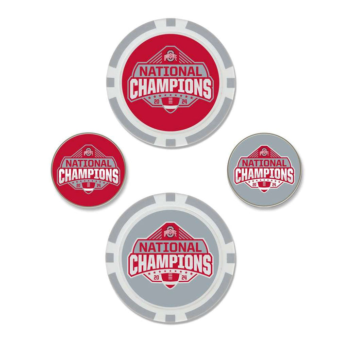 Ohio State Buckeyes 2024 CFL Football National Champions Golf Ball Marker Set of 4
