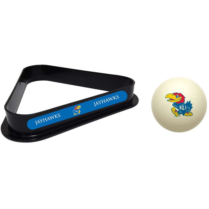 Kansas Jayhawks Cue Ball and 8 Ball Rack