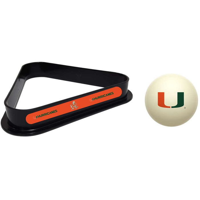 Miami Hurricanes Cue Ball and 8 Ball Rack