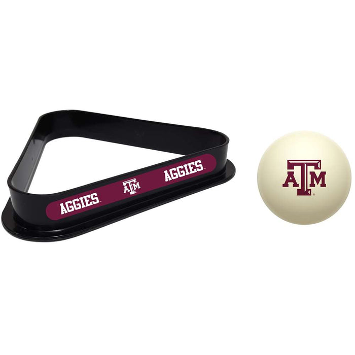 Texas A&M Aggies Cue Ball and 8 Ball Rack