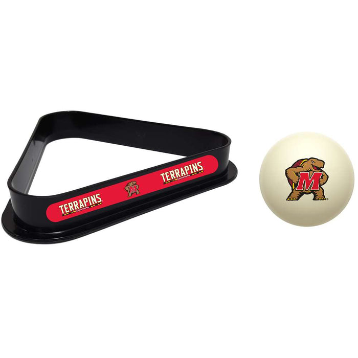 Maryland Terrapins Cue Ball and 8 Ball Rack