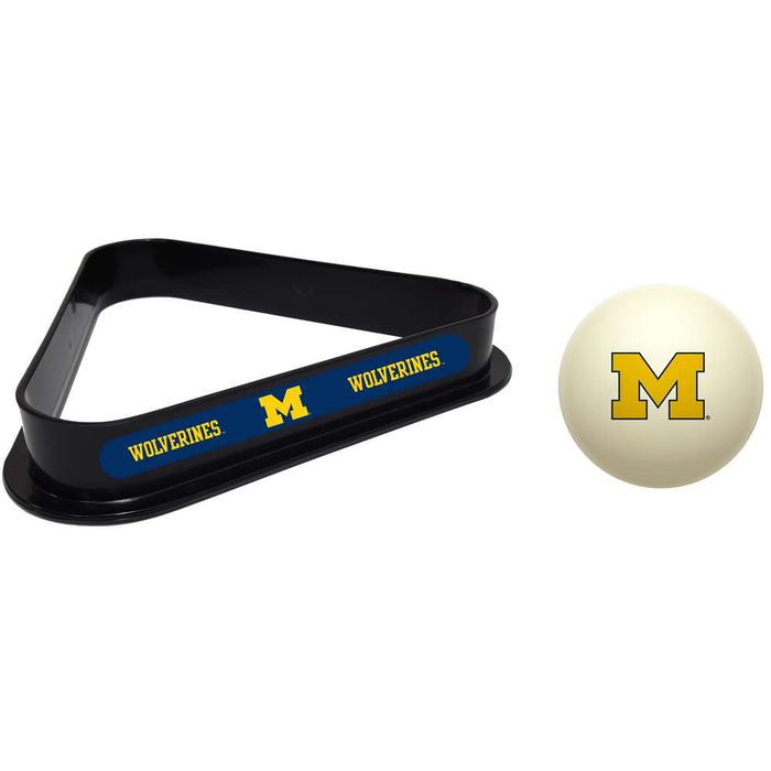 Michigan Wolverines Cue Ball and 8 Ball Rack
