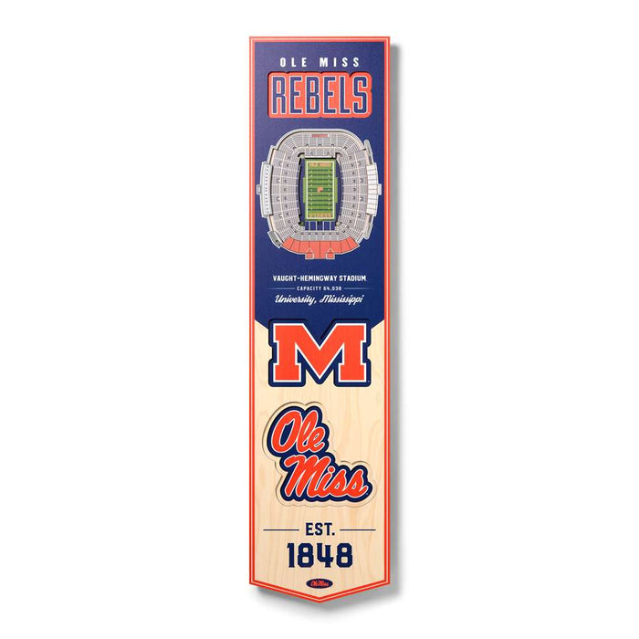 Mississippi Rebels 3D Stadium Banner 8x32