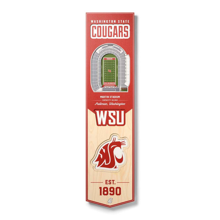 Washington State Cougars 3D Stadium Banner 8x32