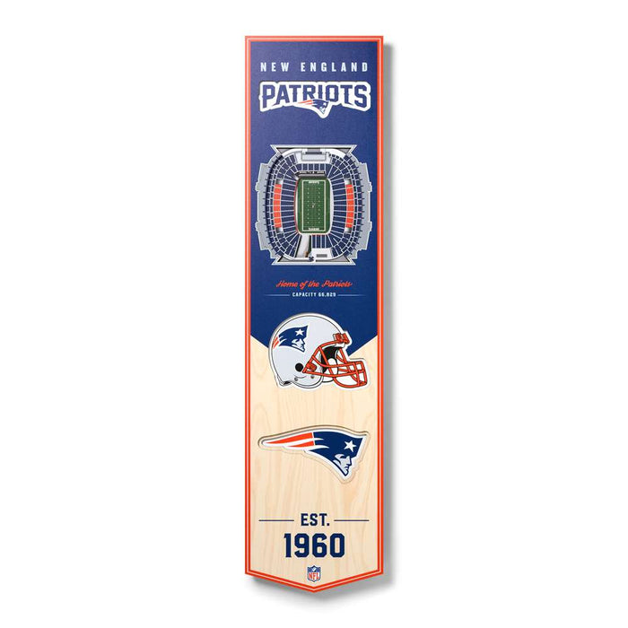 New England Patriots 3D Stadium Banner 8x32
