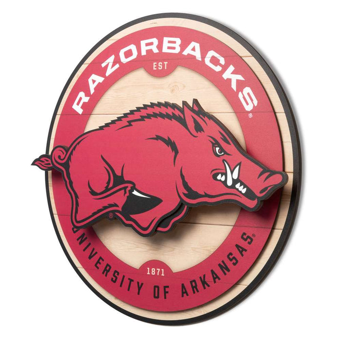 Arkansas Razorbacks 3DX CIRCLE BACKER WALL ART