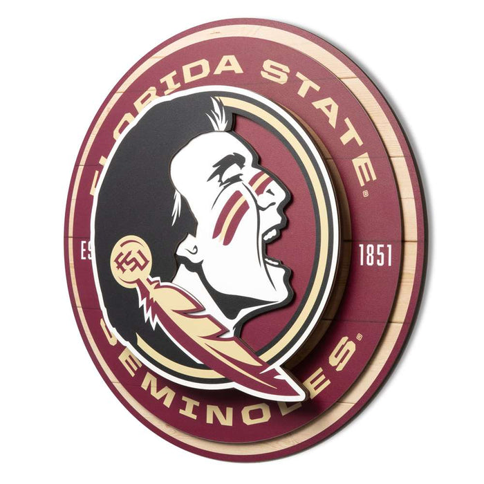 Florida State Seminoles 3DX CIRCLE BACKER WALL ART