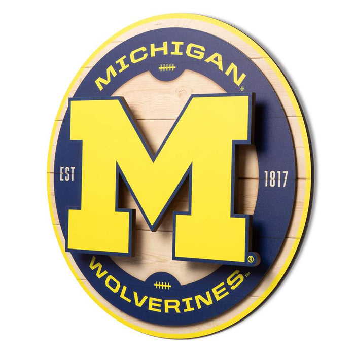 Michigan Wolverines 3DX CIRCLE BACKER WALL ART