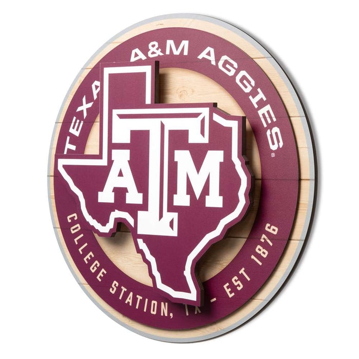 Texas A&M Aggies 3DX CIRCLE BACKER WALL ART