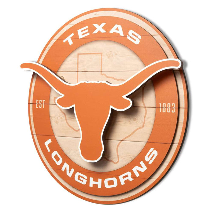 Texas Longhorns 3DX CIRCLE BACKER WALL ART