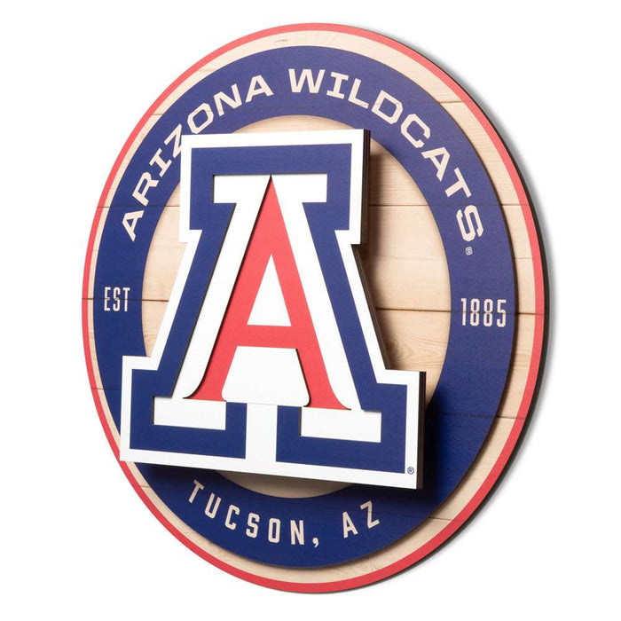 Arizona Wildcats 3DX CIRCLE BACKER WALL ART