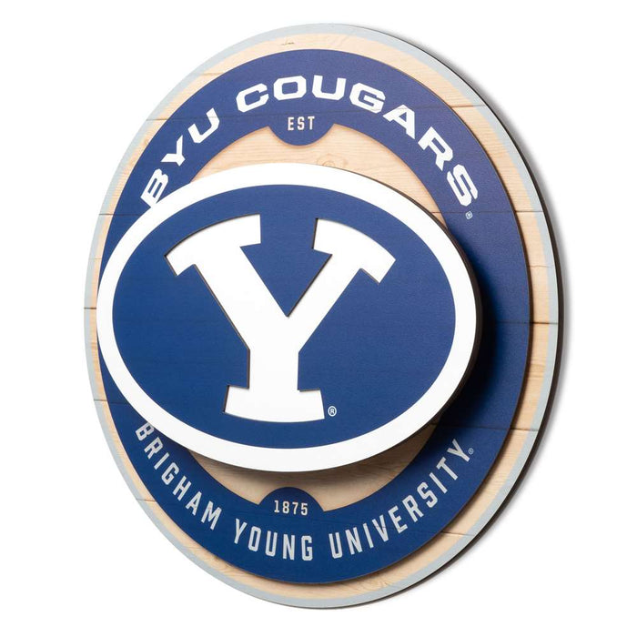 BYU Cougars 3DX CIRCLE BACKER WALL ART