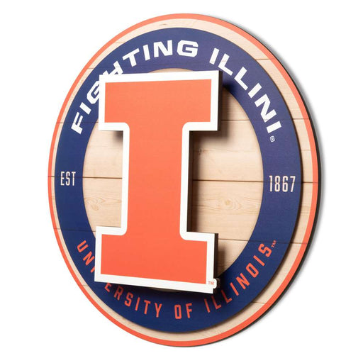 Illinois Fighting illini 3DX CIRCLE BACKER WALL ART