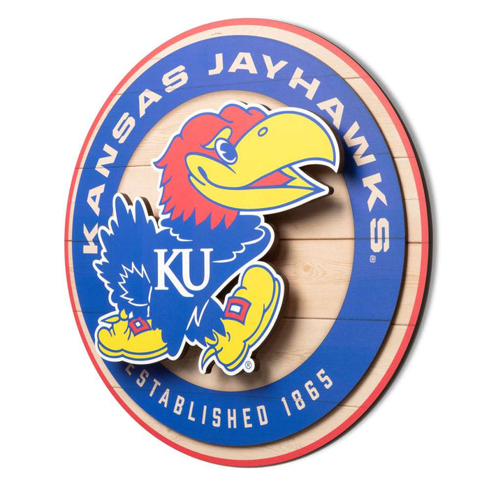 Kansas Jayhawks 3DX CIRCLE BACKER WALL ART