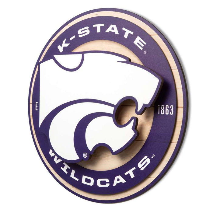 Kansas State Wildcats 3DX CIRCLE BACKER WALL ART