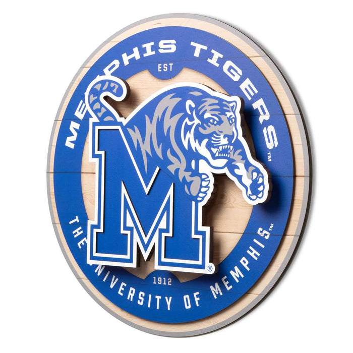 Memphis Tigers 3DX CIRCLE BACKER WALL ART