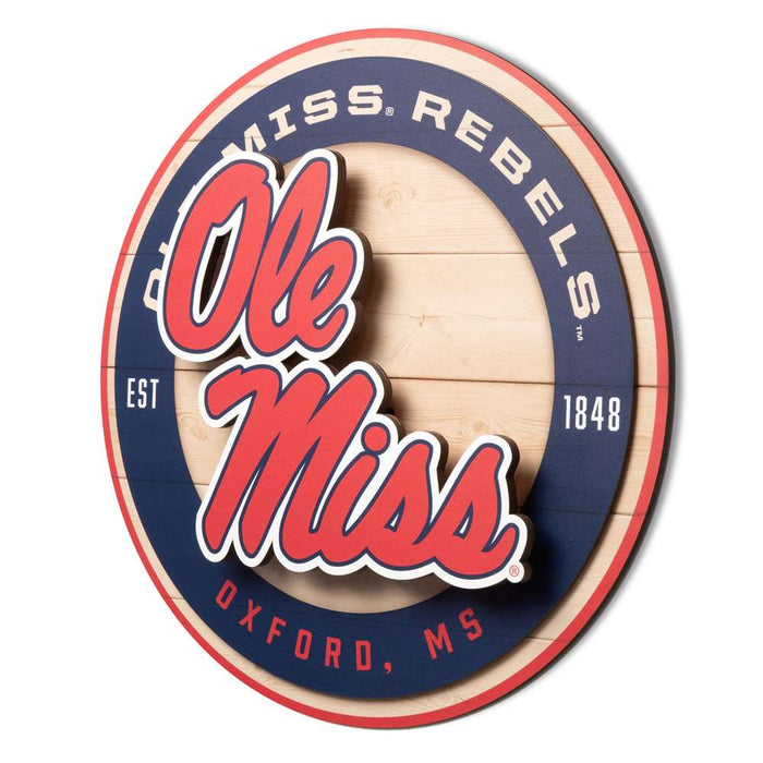 Mississippi Rebels 3DX CIRCLE BACKER WALL ART