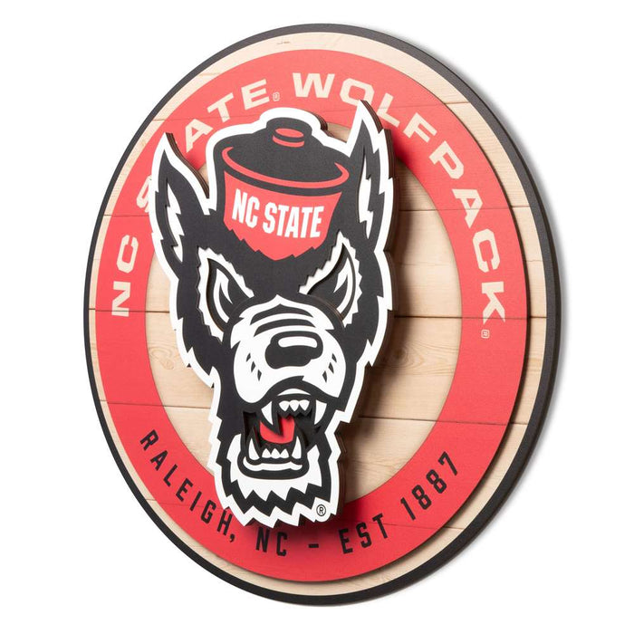 NC State Wolfpack 3DX CIRCLE BACKER WALL ART