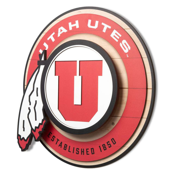 Utah Utes 3DX CIRCLE BACKER WALL ART