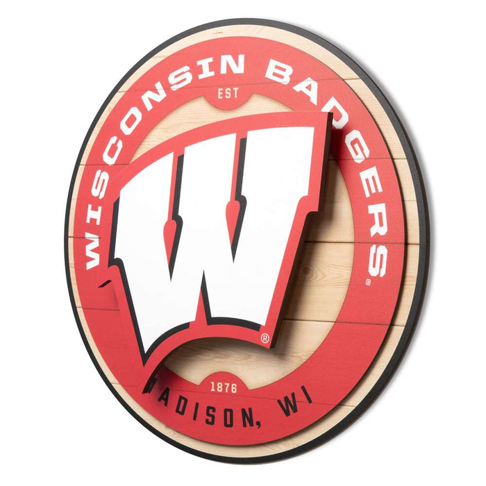 Wisconsin Badgers 3DX CIRCLE BACKER WALL ART